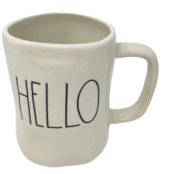 Rae Dunn Artisan Collection By Magenta HELLO White Ceramic Farmhouse Coffee Mug - Picture 1 of 7